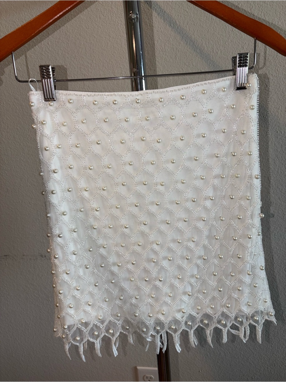 12th Tribe Aria Pearl Embellished Mini Skirt